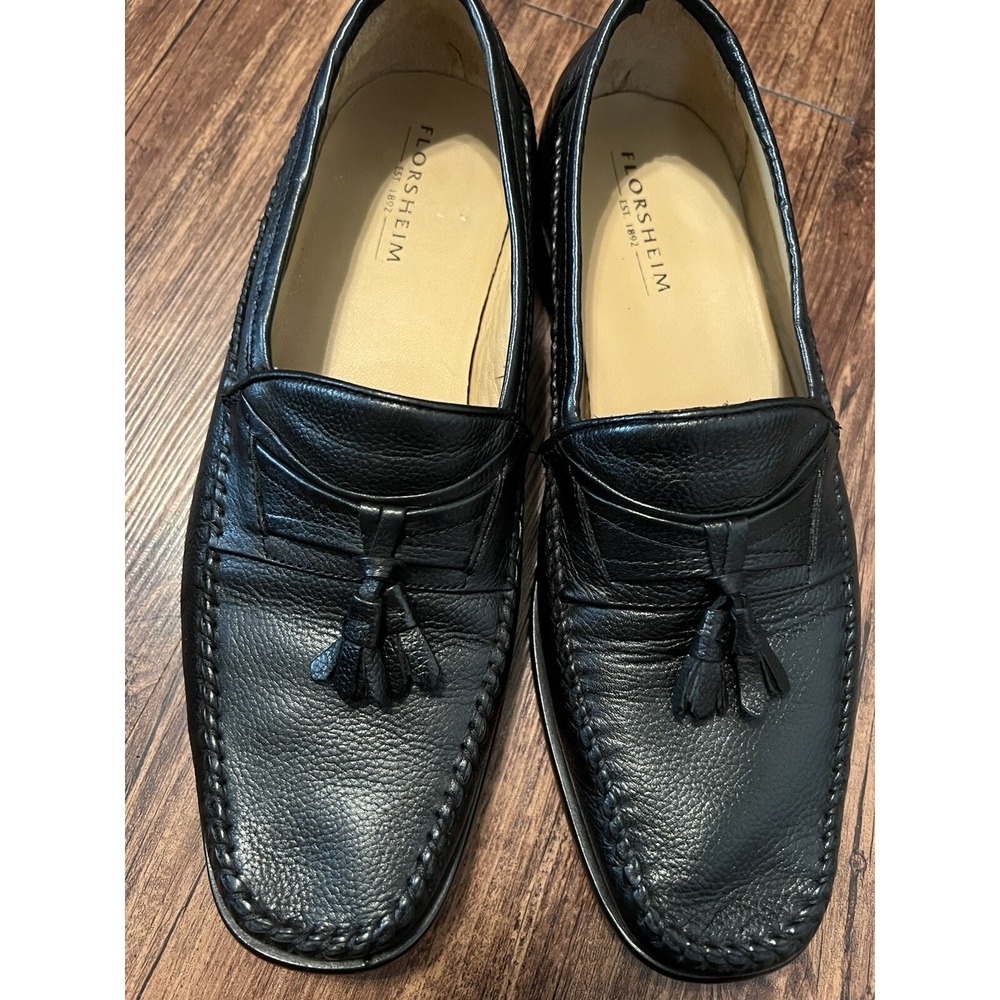 Florsheim Men's Tassel Loafers Size‎ 9 D 18577 Leather Upper/Lining Black Square